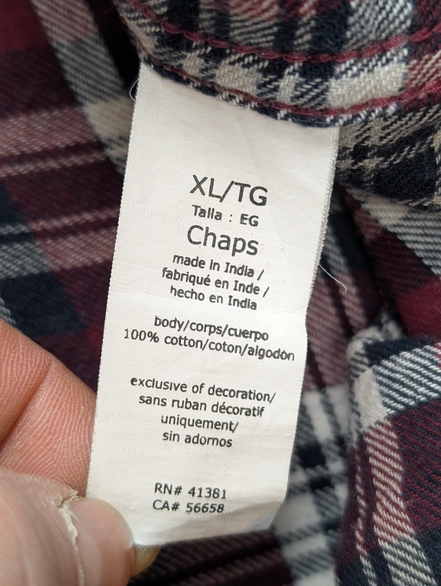 CHAPS Flanelle Bordeaux Marine XL Logo Brodé EE VINTAGE 100% Coton | 319S