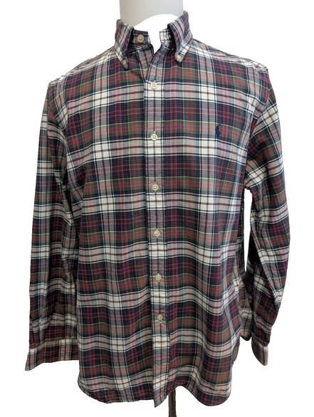 Chemise RALPH LAUREN Carreaux Rouge Blanc Vert Manches longues Taille L