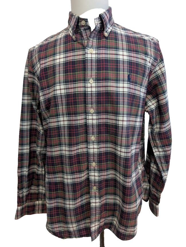 Chemise RALPH LAUREN Carreaux Rouge Blanc Vert Manches longues Taille L