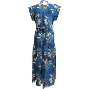 Robe Luk Ap L/XL Bleue Fleurie Coton Manches Courtes Neuve Étiquette