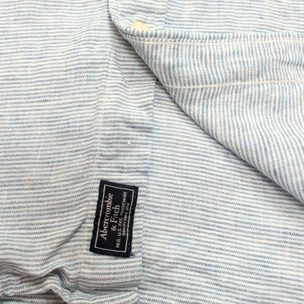 Chemise Abercrombie & Fitch 100% Lin Bleu Rayures Manches Courtes Taille M