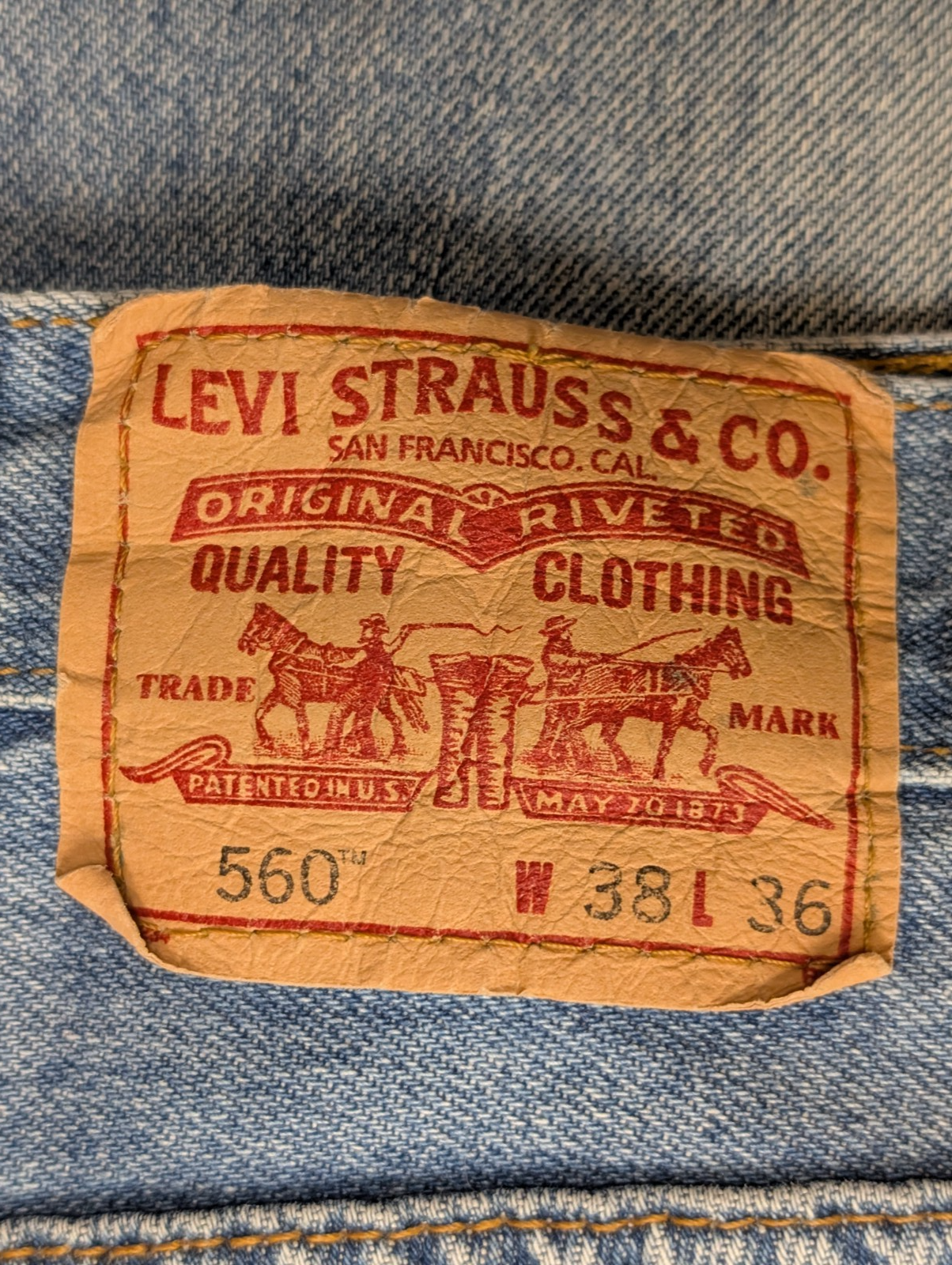 Jean Levi's 560 Comfort Fit Vintage Homme W38 L36 Bleu Denim Ample Long
