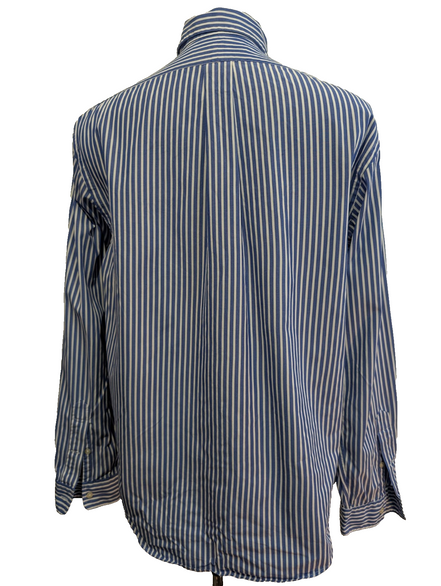 Chemise Ralph Lauren Golf Manches Longues Custom Fit Bleu Rayures L