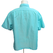 Chemise Nautica 2XL 3XL Turquoise Ramie (Lin) Coton Manches courtes Logo Brodé