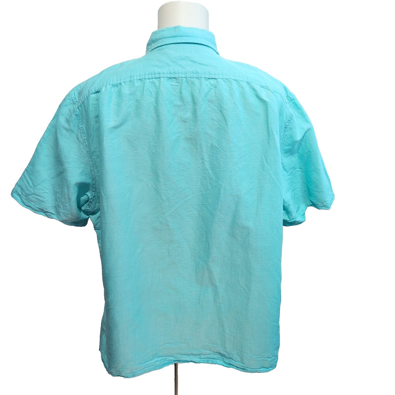 Chemise Nautica 2XL 3XL Turquoise Ramie (Lin) Coton Manches courtes Logo Brodé