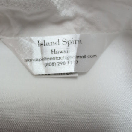 Chemise Hawaïenne Island Spirit Hawaii M Rayonne Fleurs Tropicales Blanc
