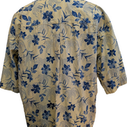Chemise Hawaïenne Natural Issue Jaune Pâle Fleurs Bleues Coton - Taille XLT