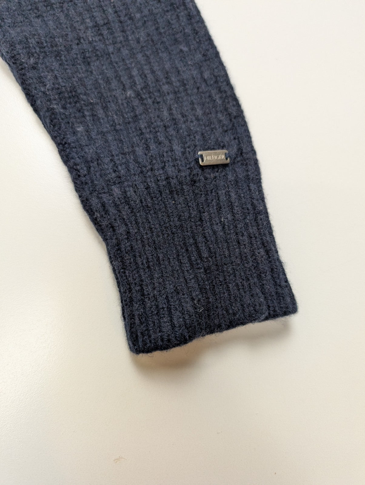 Pull Tommy Hilfiger Femme Col Roulé Bleu Marine Laine d'Agneau Taille S