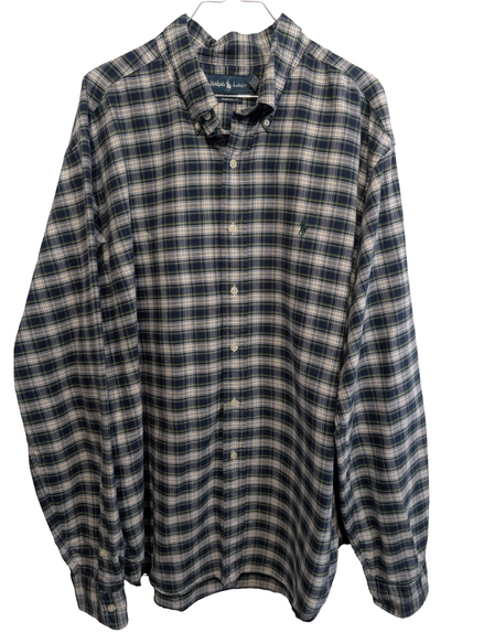 Chemise Ralph Lauren verte et marine à carreaux taille XXL logo vert #2567