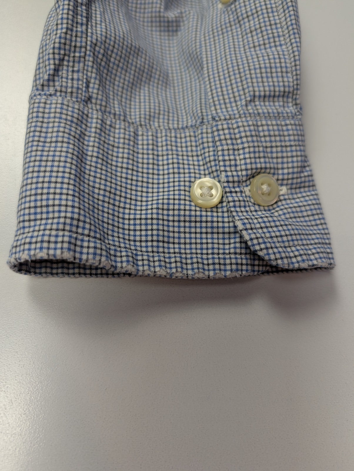 Chemise Polo Ralph Lauren Shirt S Custom Fit Micro-Carreaux Bleu Blanc Button Do