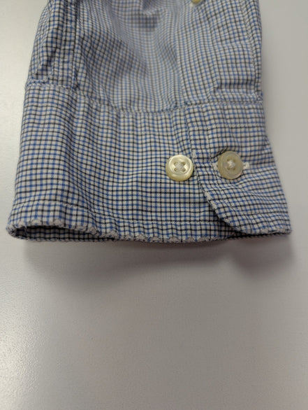 Chemise Polo Ralph Lauren Shirt S Custom Fit Micro-Carreaux Bleu Blanc Button Do