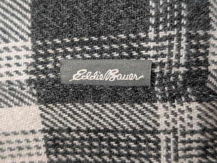 🌲 EDDIE BAUER L Flanelle Coton Stretch Carreaux Gris |297S