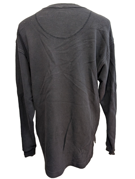 Sweat LEE Noir Vintage Col Boutonné Maille Gaufrée Nid Abeille Coton Taille L