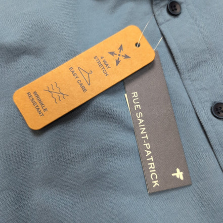 Chemise Rue Saint-Patrick Montréal L Bleu Stretch Neuve Étiquette Easy Care