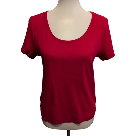Haut Femme MONKI Taille L Rouge Manches Courtes Coton Neuf avec Étiquette
