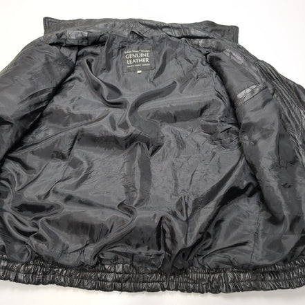 Vintage Biker Jacket Leather L Black Italian Stone Design Veste Cuir Moto |50c