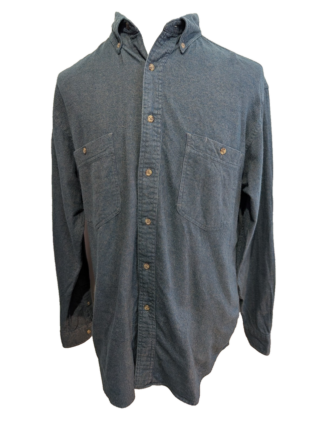 🏔️ Chemise EDDIE BAUER L Flanelle Coton Bleu Marine Chiné |298S