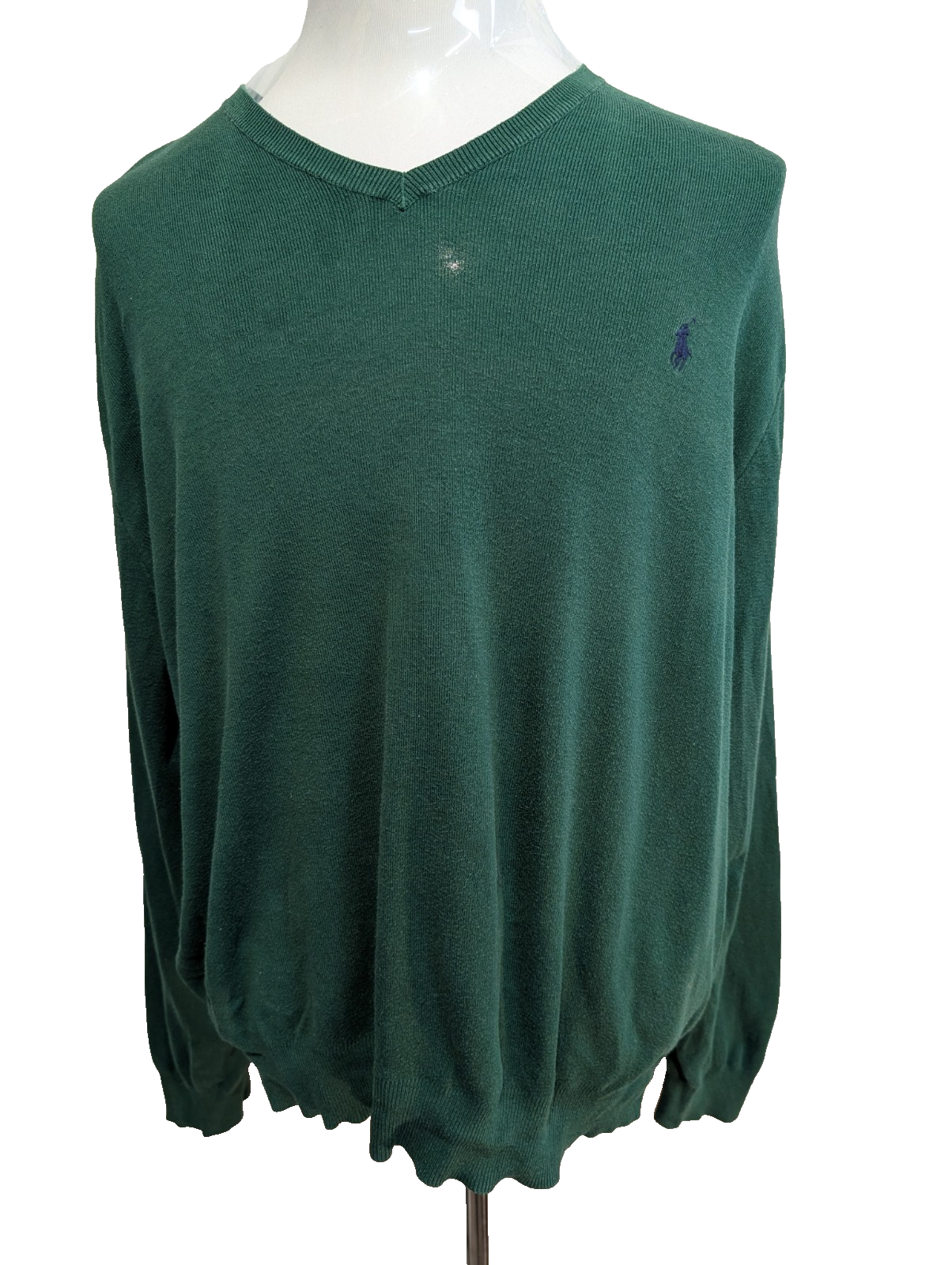 Pull Fin Polo Ralph Lauren Vert Col V Taille XL 100% Coton Pima | 542WSR