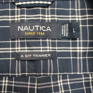 Chemise Nautica L Carreaux Bleu Marine Blanc Manches Courtes