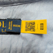 Chemise Ralph Lauren XLT Bleu Ciel Logo Jaune Manches Courtes QR Code
