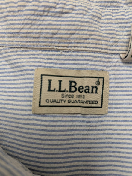 Chemise manches courtes L.L. Bean bleu à rayures gaufrée taille XXL #226msch