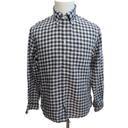Chemise Brooks Brothers Milano Fit M Bleu Marine Carreaux 100% Lin