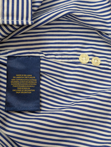 Chemise Polo Ralph Lauren bleue à rayures enfant Taille 12 L custom Fit