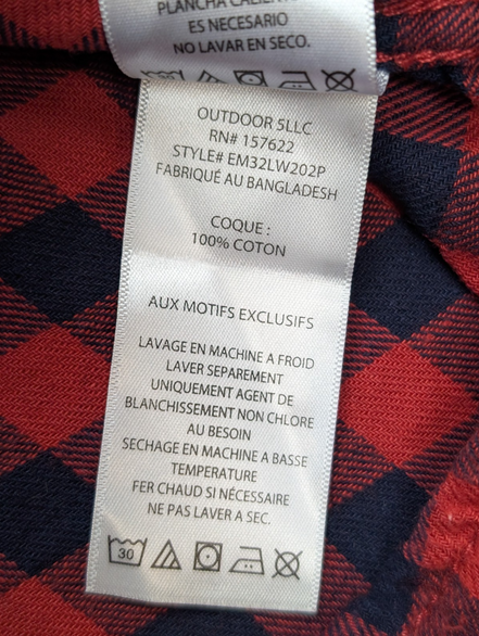 EDDIE BAUER Flanelle Rouge Marine L TBE Boutons Gravés 100% Coton | 330S