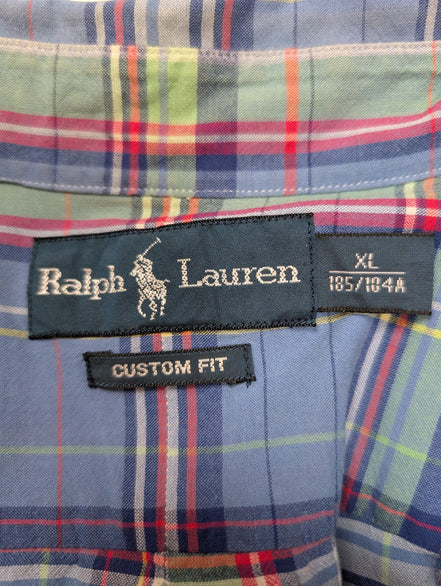 Chemise Polo Ralph Lauren Shirt XL Custom Fit Multicolore Manches Courtes Button