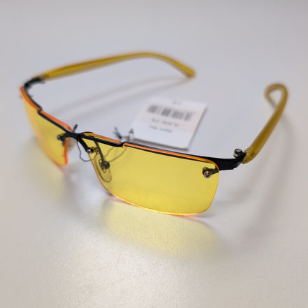Lunettes de soleil Y2K Rectangulaires Métal Noir et Jaune Translucide