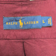 Chemise Ralph Lauren L bordeaux uni logo vert foncé 100% coton manches longues