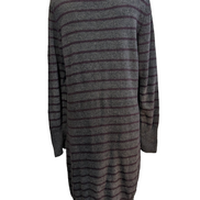 Pull Long Robe Courte Tommy Hilfiger Femme Gris Rayures Bordeaux Taille L