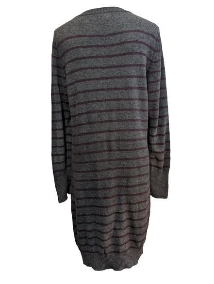 Pull Long Robe Courte Tommy Hilfiger Femme Gris Rayures Bordeaux Taille L