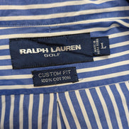 Chemise Ralph Lauren Golf Manches Longues Custom Fit Bleu Rayures L