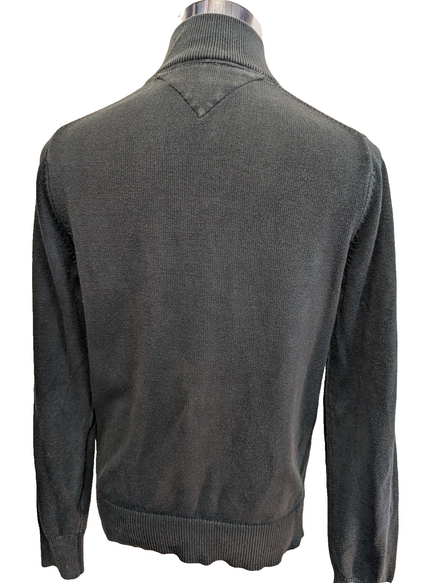 Pull Tommy Hilfiger Homme S Vert Foncé Col Zippé Premium Cotton