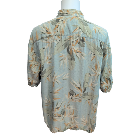 Chemise Hawaïenne Jamaica Jaxx XL 100% Soie Vert Eau Feuillage manches courtes