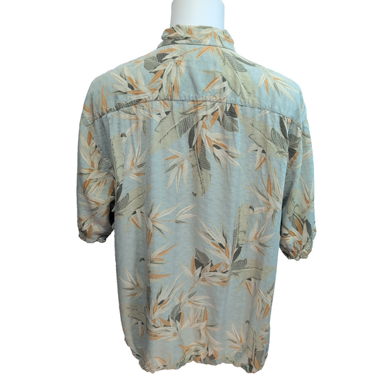 Chemise Hawaïenne Jamaica Jaxx XL 100% Soie Vert Eau Feuillage manches courtes