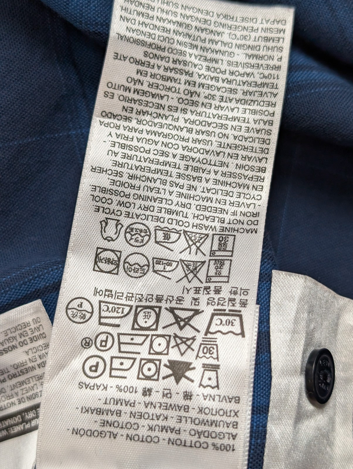 Chemise Levi's à Carreaux Bleu et Bleu Marine Manches Longues Taille M