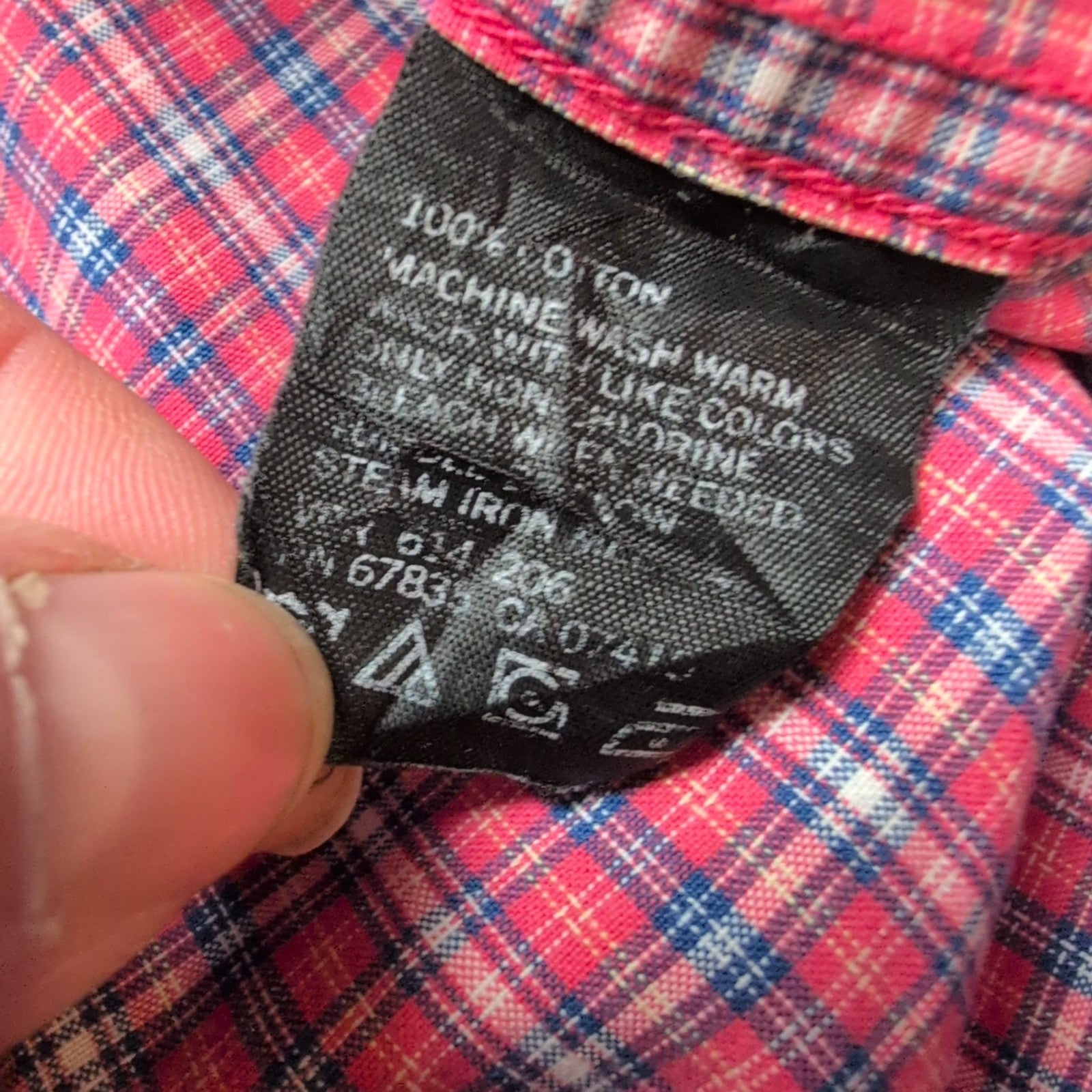 Chemise Nautica vintage manches courtes petits carreaux rose et bleu poche XL