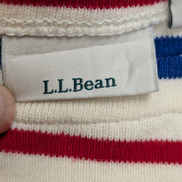 Pull L.L.Bean Femme XL Marinière Rayures Rouge Bleu Écru Coton Manches 3/4