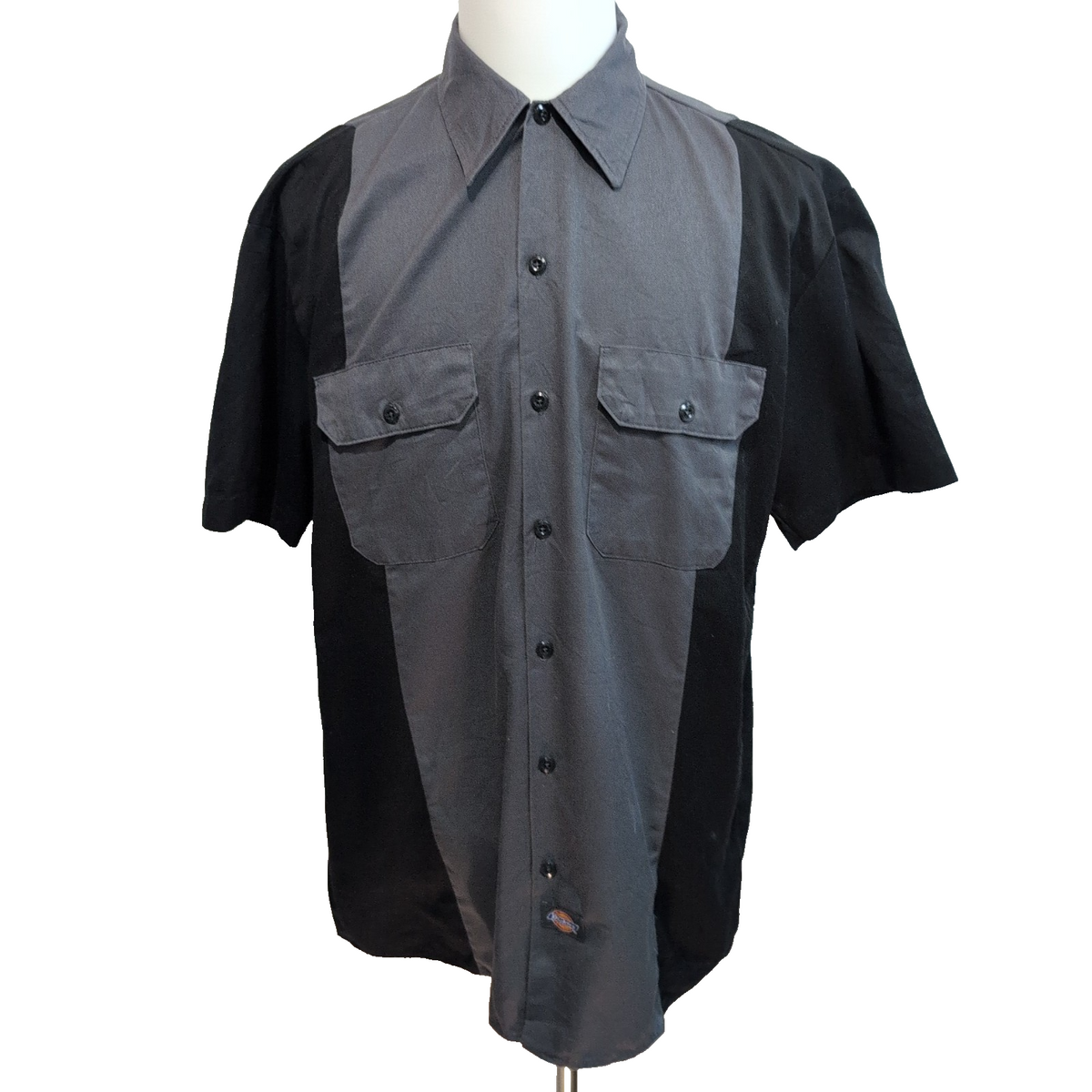 Chemise Dickies L Noir Gris Manches courtes 2 Poches Workwear Poche Stylo