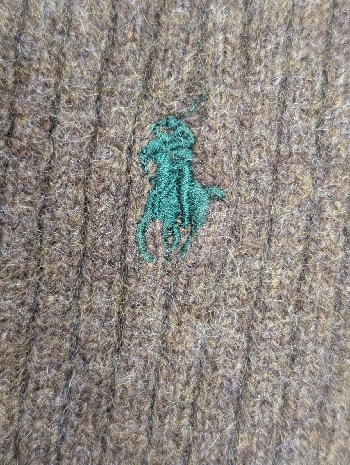 Écharpe Polo Ralph Lauren Marron Côtelée Laine d'Agneau & Angora