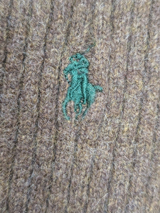 Écharpe Polo Ralph Lauren Marron Côtelée Laine d'Agneau & Angora