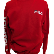 Sweat Fila Vintage T. M Col Rond Rouge | Multi-Logos Manches | TBE