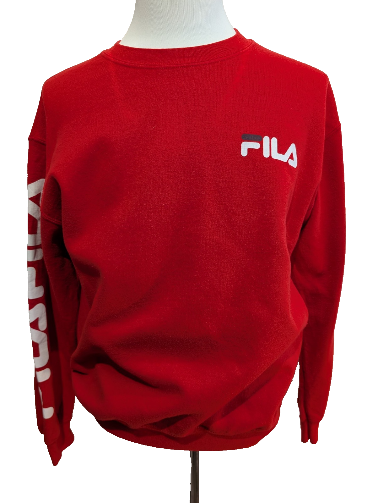 Sweat Fila Vintage T. M Col Rond Rouge | Multi-Logos Manches | TBE