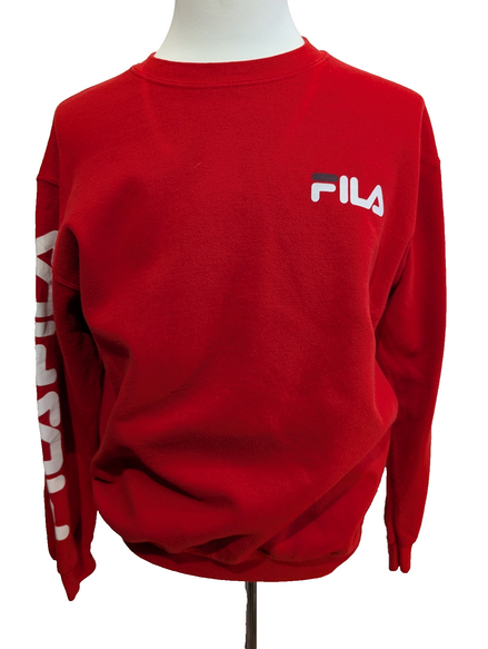 Sweat Fila Vintage T. M Col Rond Rouge | Multi-Logos Manches | TBE