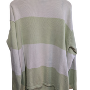 Pull Lauren Ralph Lauren femme 1X XL XXL coton rayures vert menthe blanc