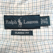 Chemise Ralph Lauren Classic Fit L Carreaux Blanc Bleu Coton