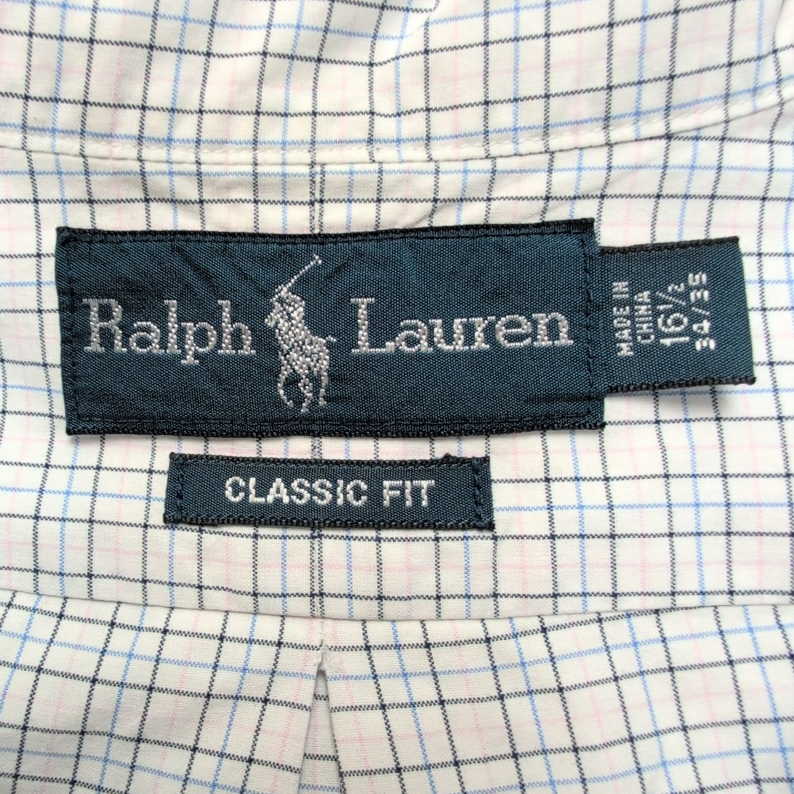 Chemise Ralph Lauren Classic Fit L Carreaux Blanc Bleu Coton