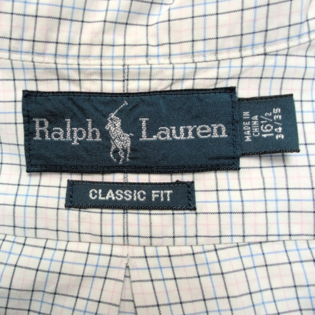 Chemise Ralph Lauren Classic Fit L Carreaux Blanc Bleu Coton